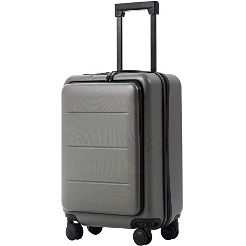 COOLIFE Luggage Suitcase Piece Set Carry On ABS+PC Spinner Trolley with pocket Compartmnet Weekend Bag (Titanium gray, 20in(carry...