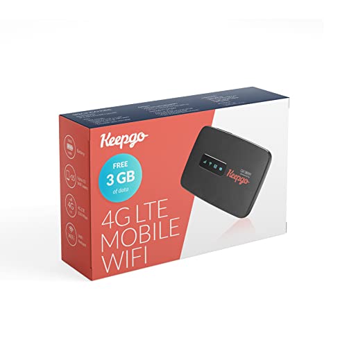 Keepgo Lifetime Mobile Travel WiFi Hotspot w/ 1GB + 2GB Activation add-on | 3G/4G LTE | Data Valid for Life | 100+ Countries |...