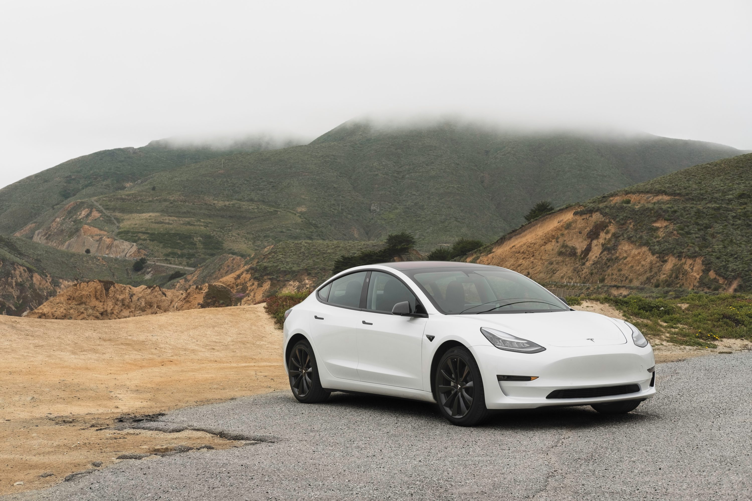 Tesla Model 3 On A Hill